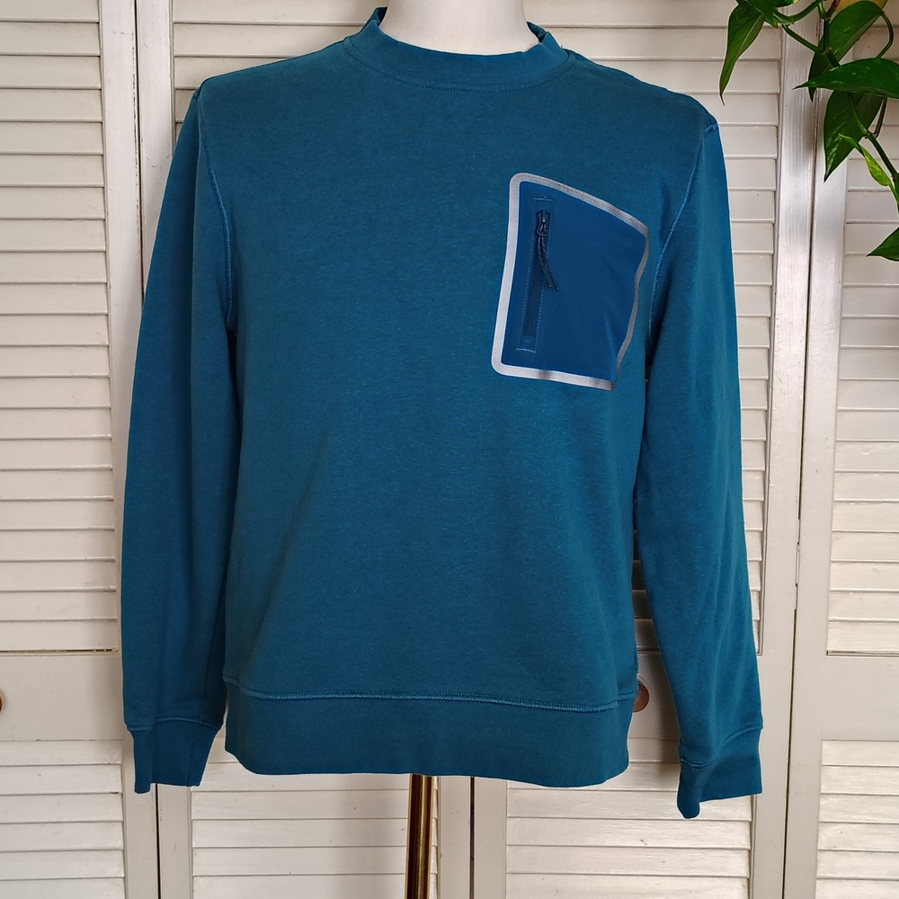 Bonobos Fielder Teal Crewneck Sweater with Zipper Pocket Size S – Like New